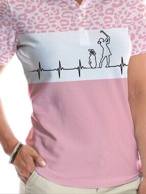 Garment One Pink & White Golf Polo Top Size XL